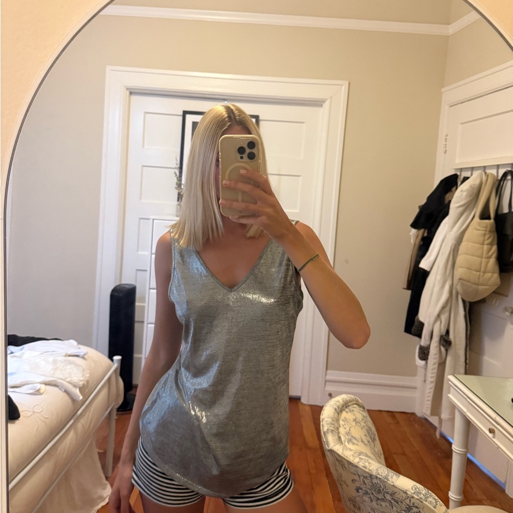 Silver Sleeveless Top size medium White House Black Market